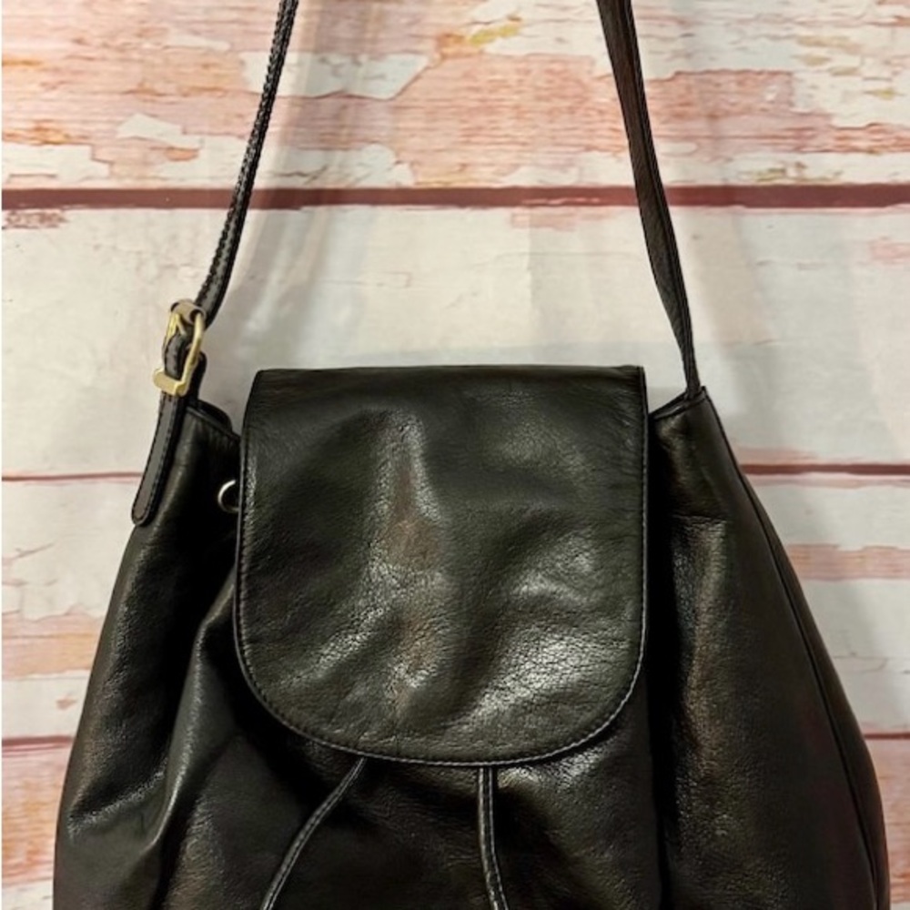 Ralph Lauren Black Leather Shoulder Bag VINTAGE